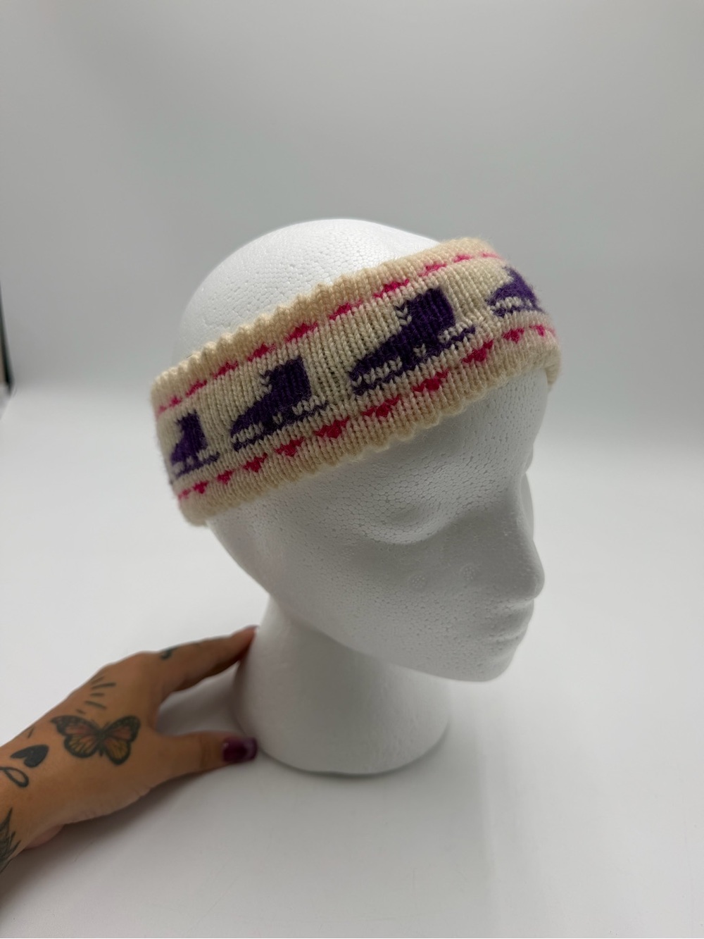 Vintage Mountain Woolies Vail Colorado Wool Headband Ice Skates Ski Y2K